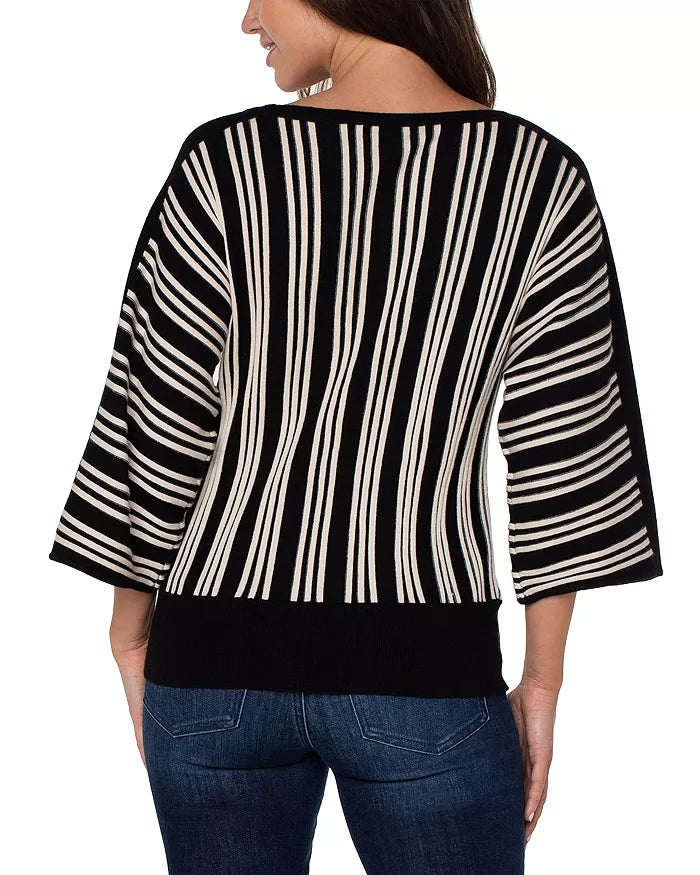3/4 Dolman Sleeve Vertical Stripe Sweater