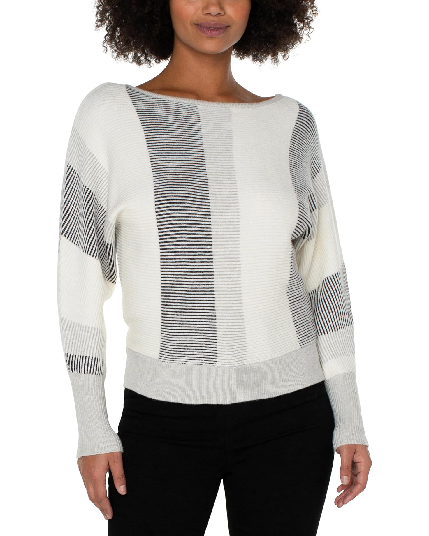 Boatneck Dolman Sweater with Colorblock Detail