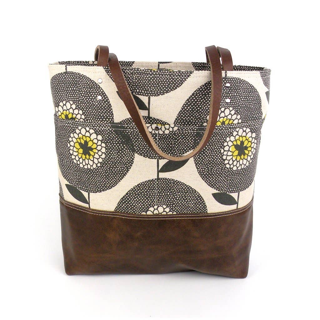 Urban Tote in Flowerfields Print and Distressed Leather
