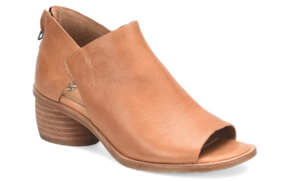 Carleigh Leather Rounded Stack Heel Peep Toe