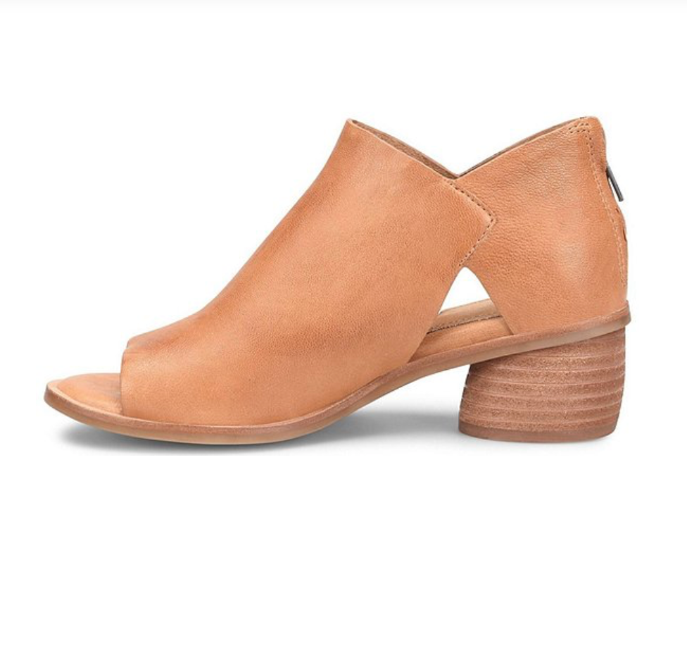 Carleigh Leather Rounded Stack Heel Peep Toe