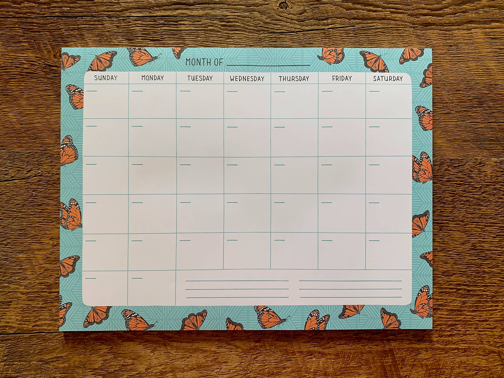 Monthly Desk Planner - Monarchs