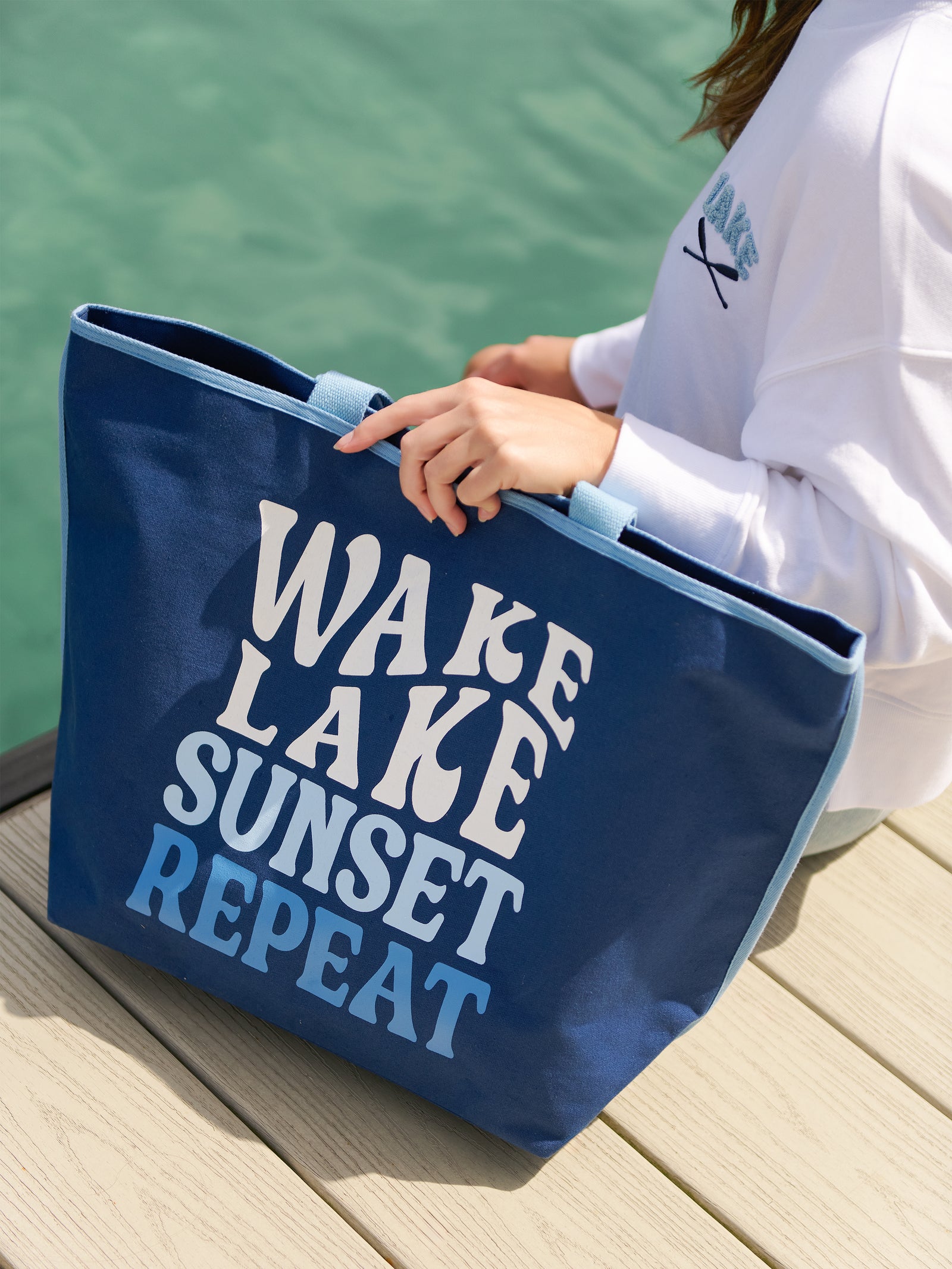 Wake, Lake, Sunset, Repeat Tote