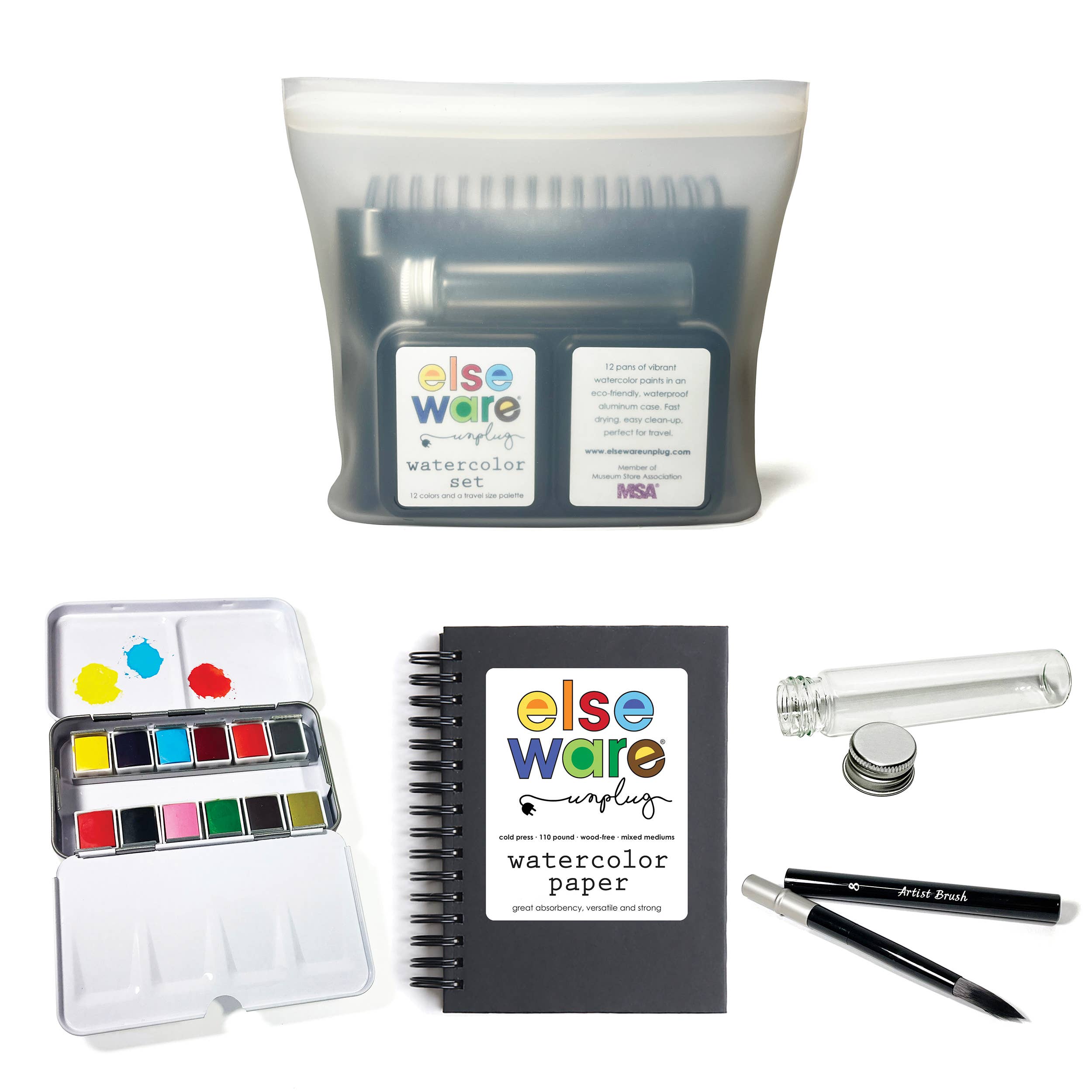 Watercolor Set - Travel-Friendly Metal Palette