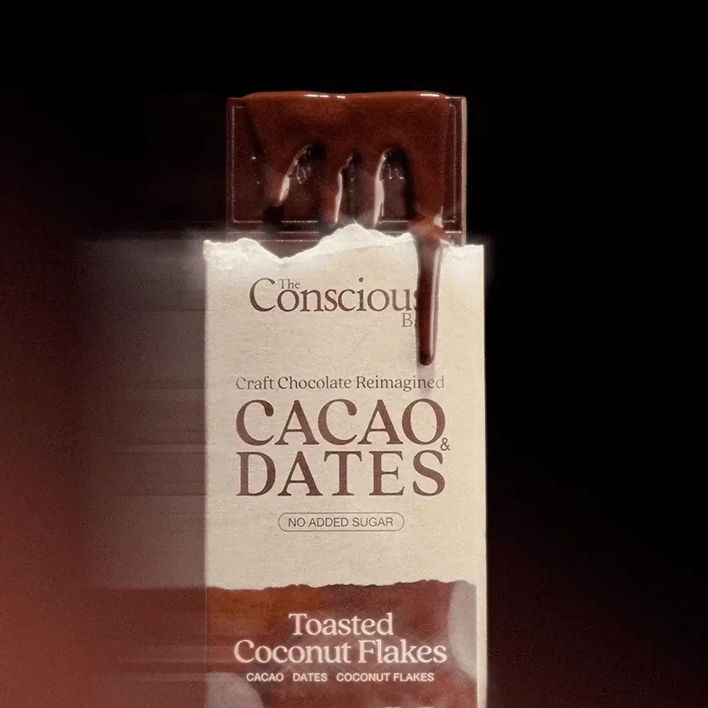 The Conscious Bar - Date Sweetened Dark Chocolate - Toasted Coconut Flakes