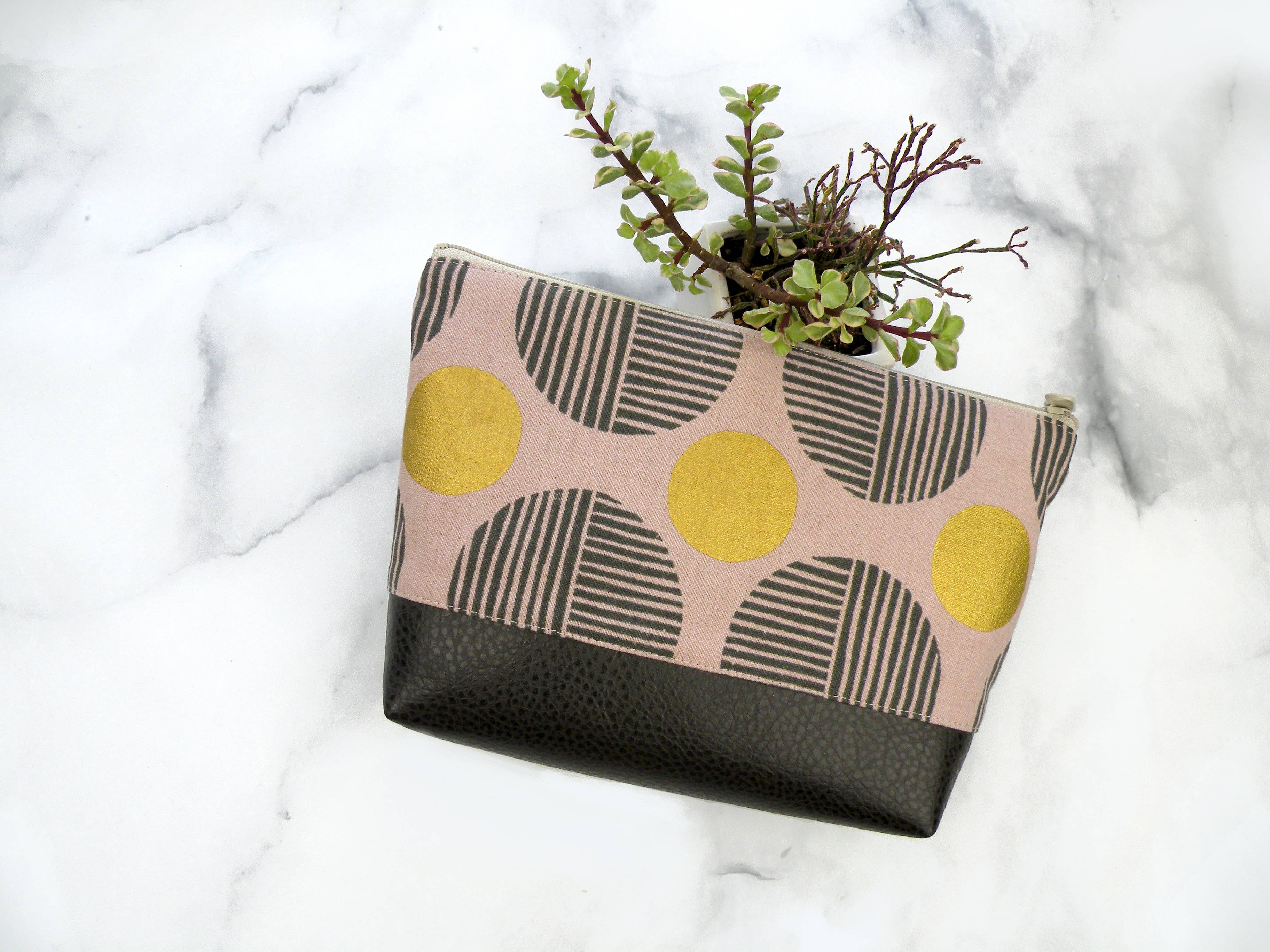 Large Cosmetic Clutch in Pink & Gold