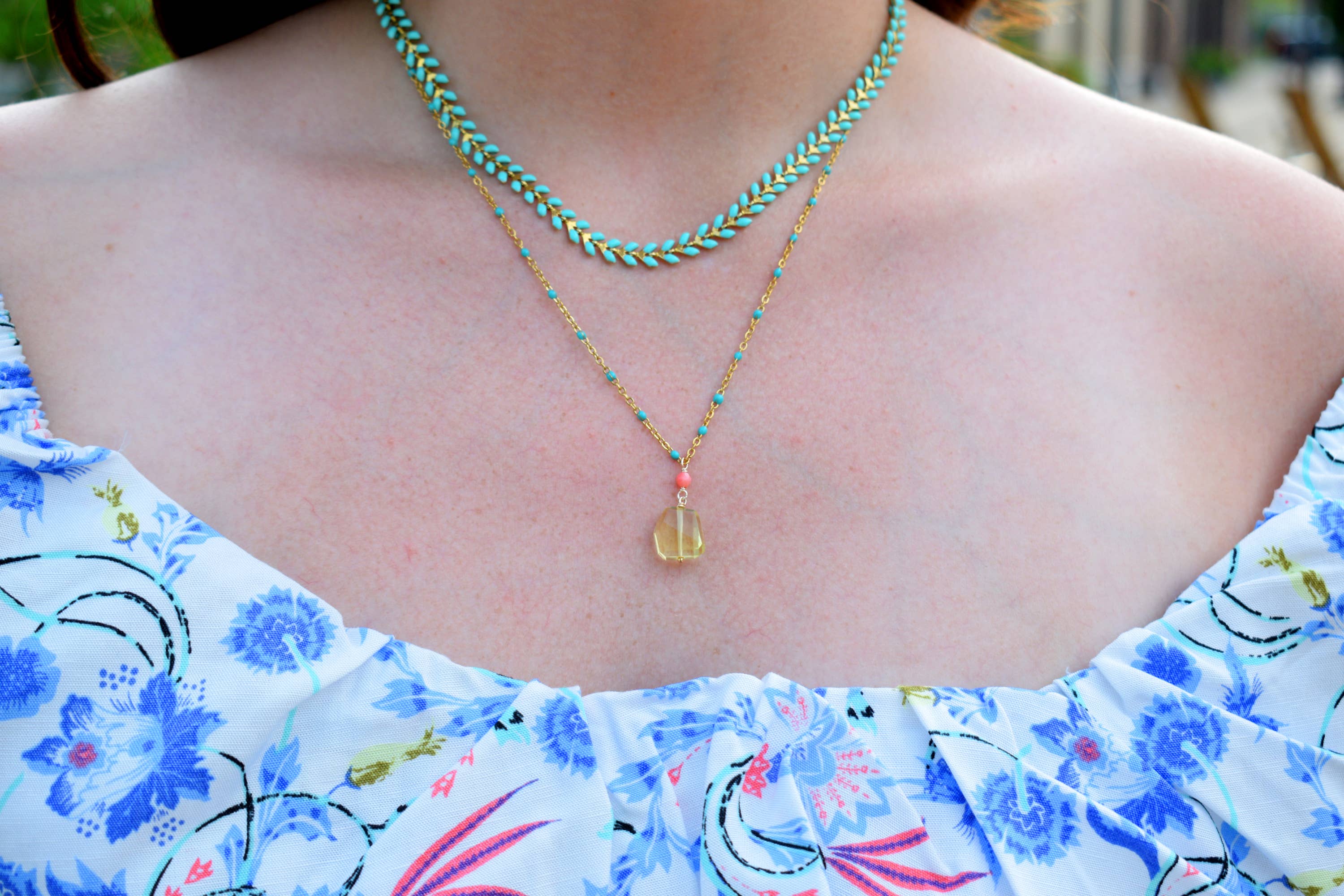 Artemis Turquoise Enamel Arrow Chain Necklace