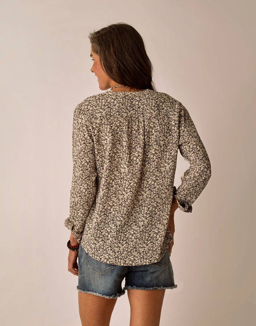 Dylan Gauze Shirt - Coffee Ditsy