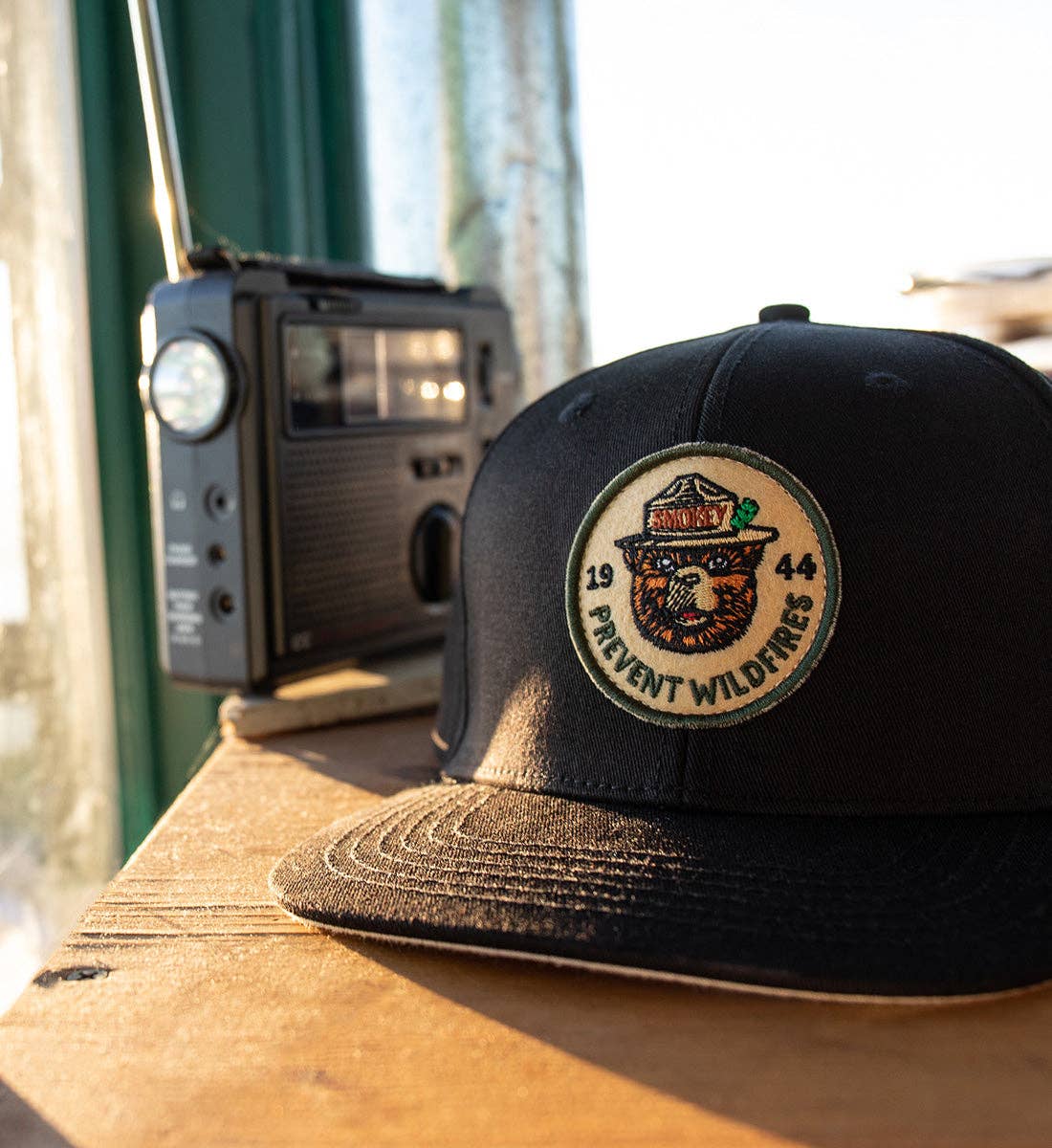 Smokey Bear Ranger Flat Bill Hat - Black