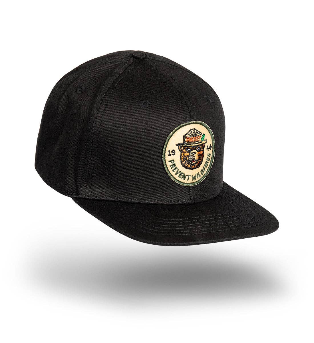 Smokey Bear Ranger Flat Bill Hat - Black