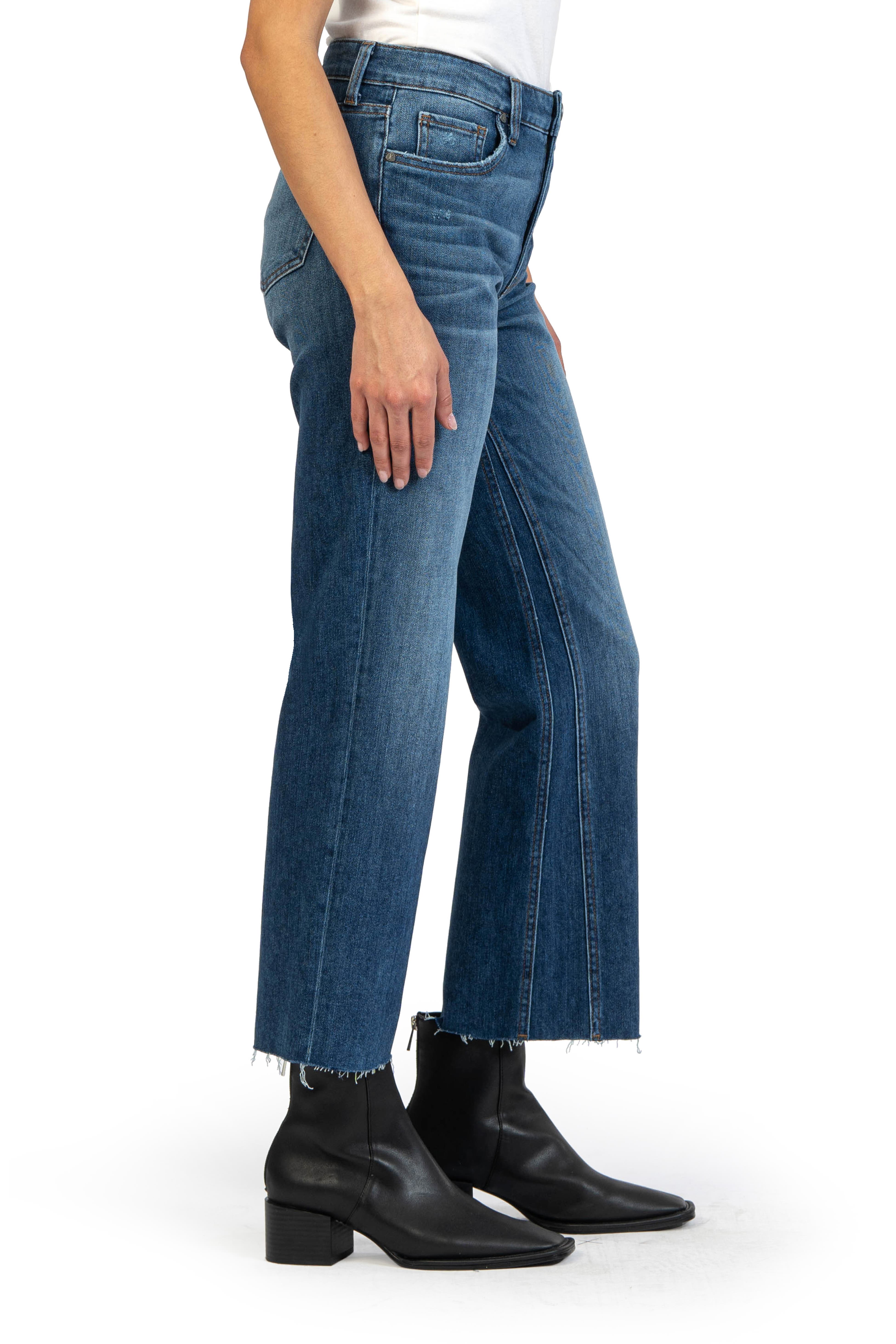 High Rise Kelsey Fab Ab Ankle Flare -Improve w/ Euro Base Wash