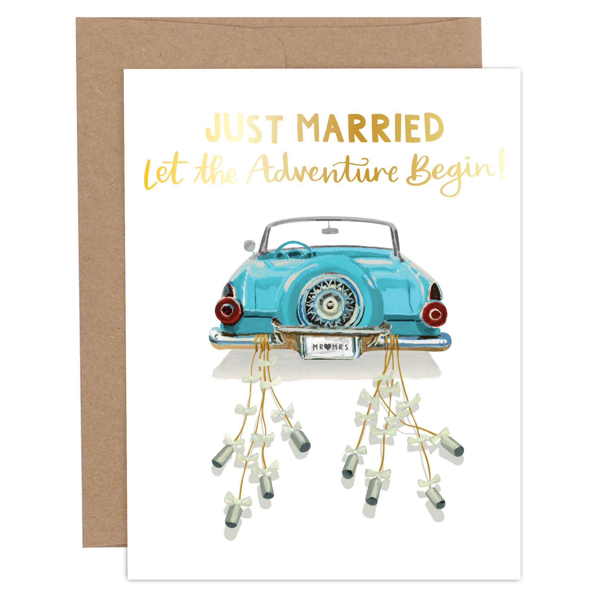 Just Married Congratulations + Wedding Greeting Card