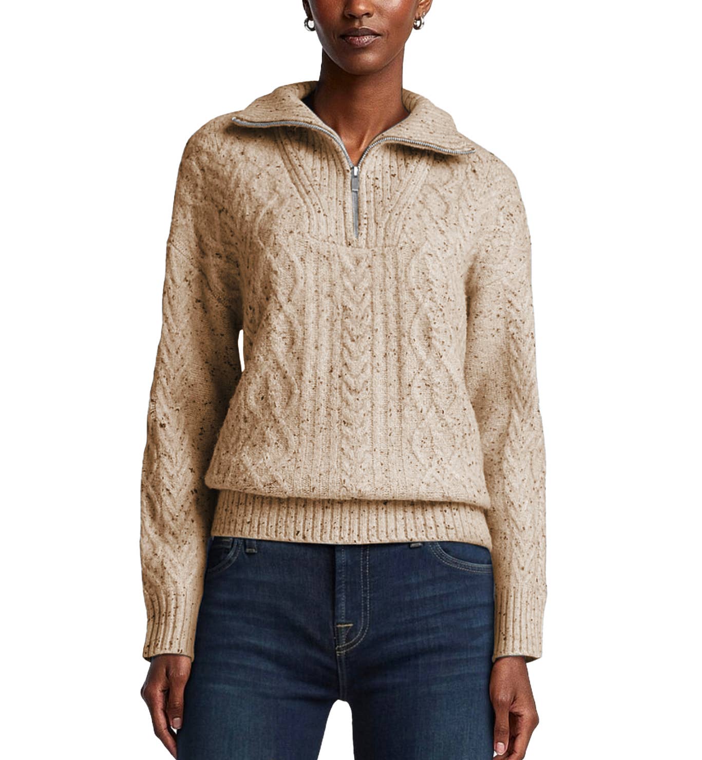 Quarter Zip Mock-Neck Sweater