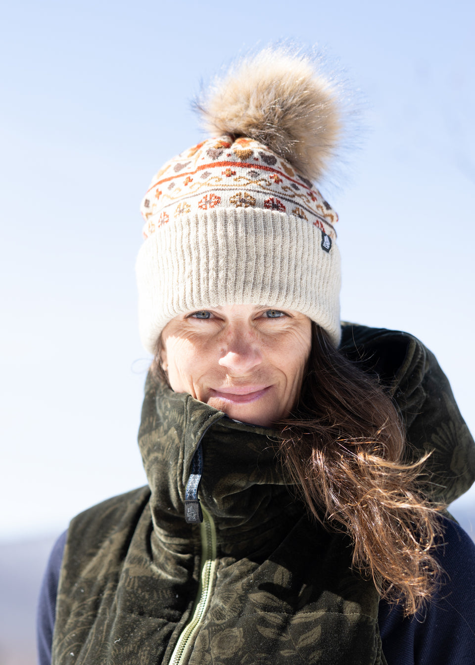 Sweater Cuffed Faux Fur Pom Pom Beanie