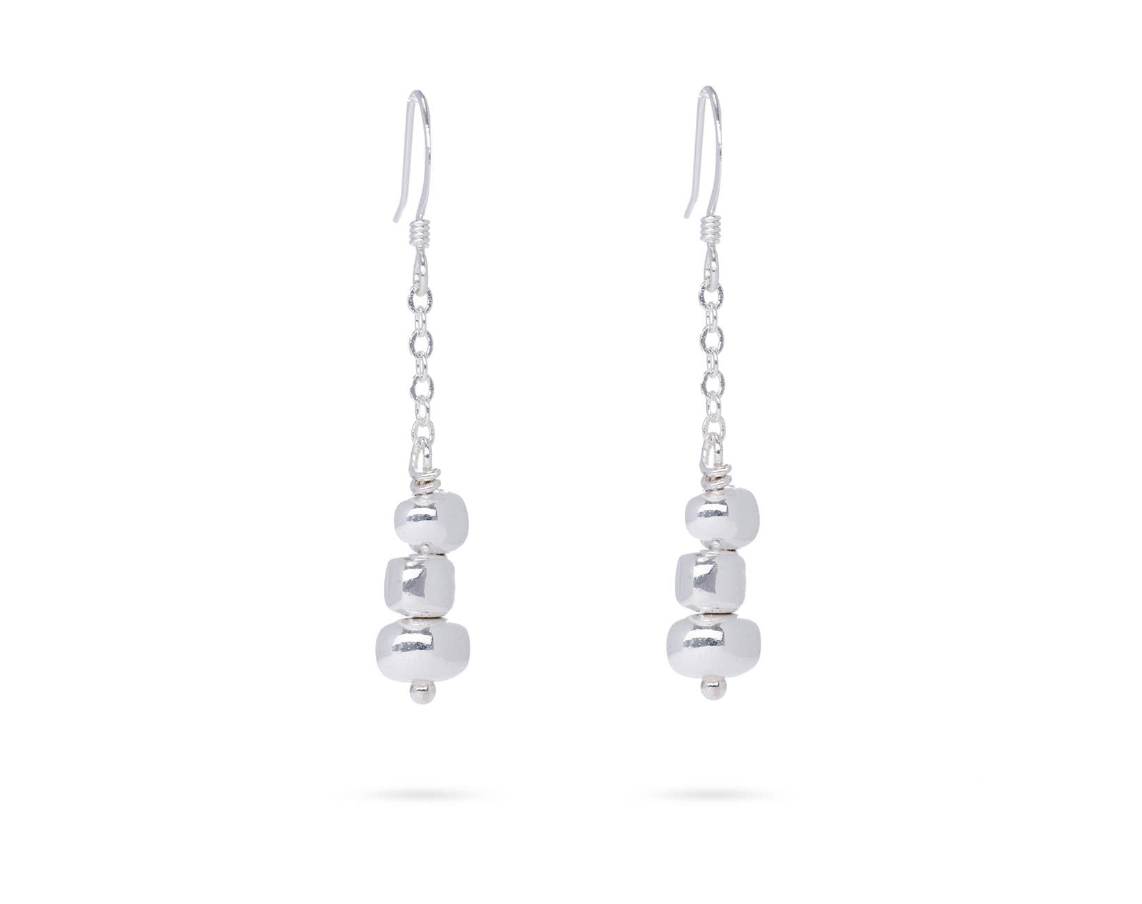 Nugget Chain Earrings in Silver