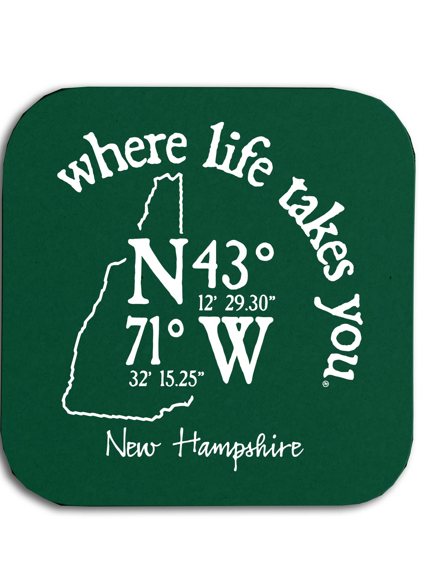New Hampshire Coordinate Coaster - Where Life Takes You