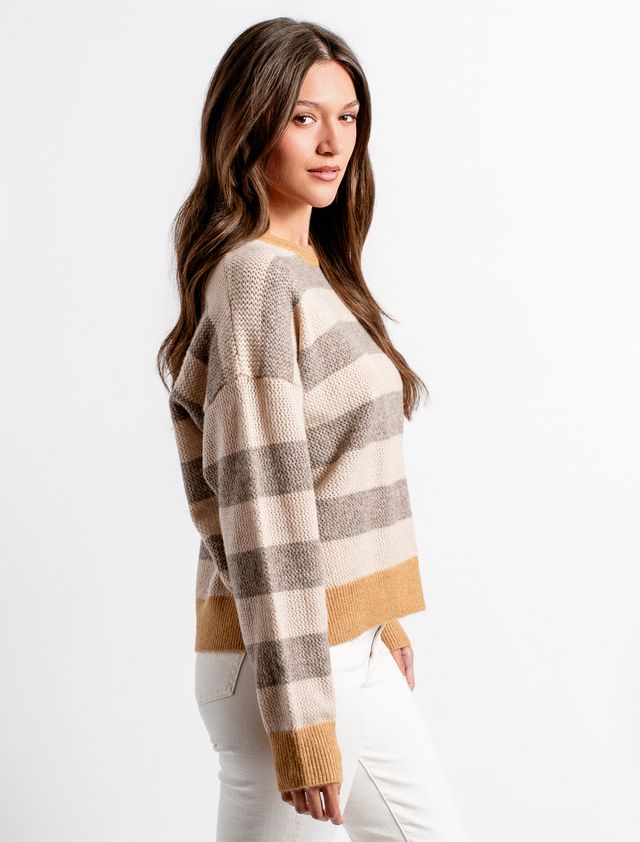 London Crew Neck Sweater - Beige Multi