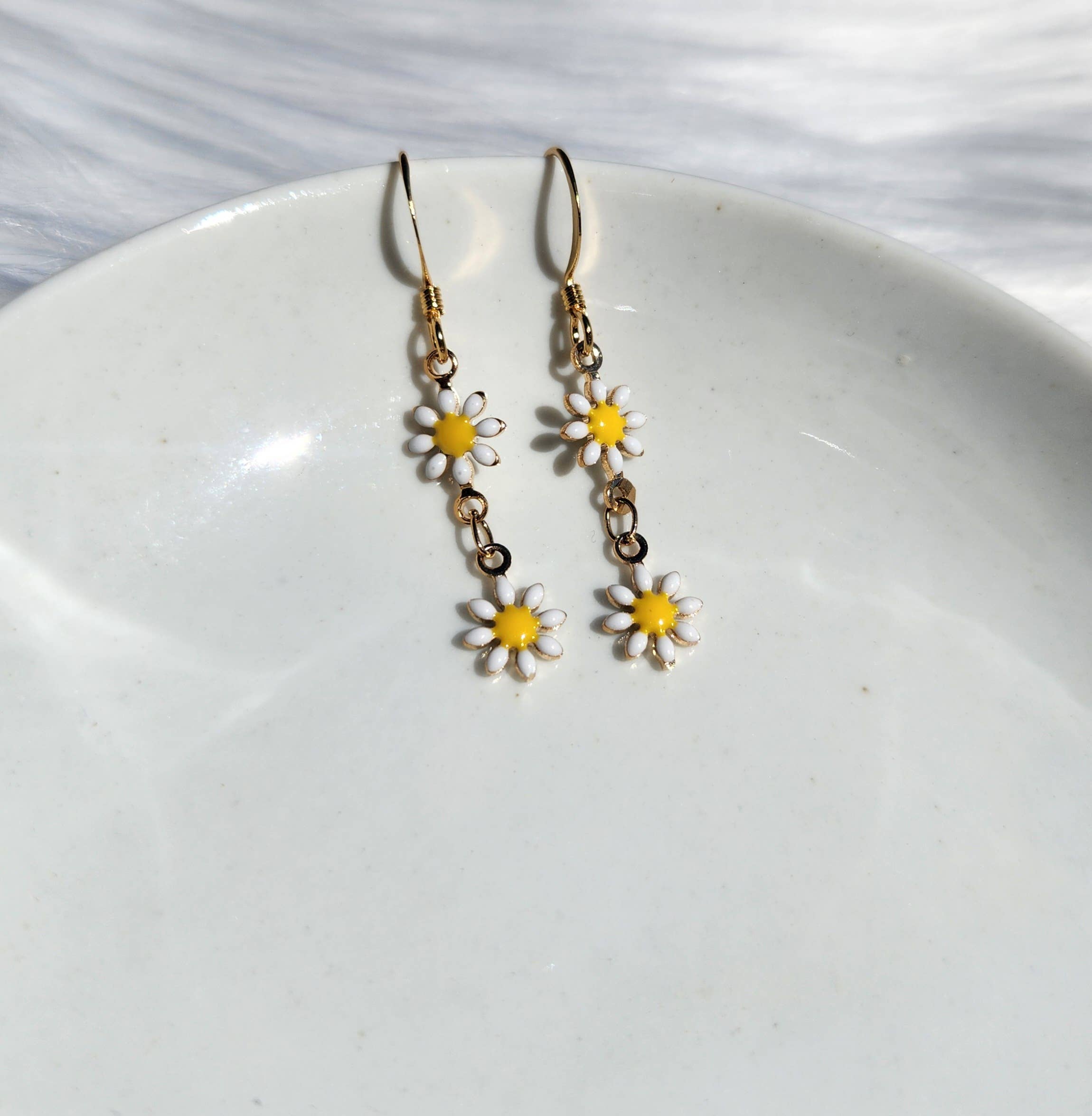 Daisy Enamel Dangle Earrings