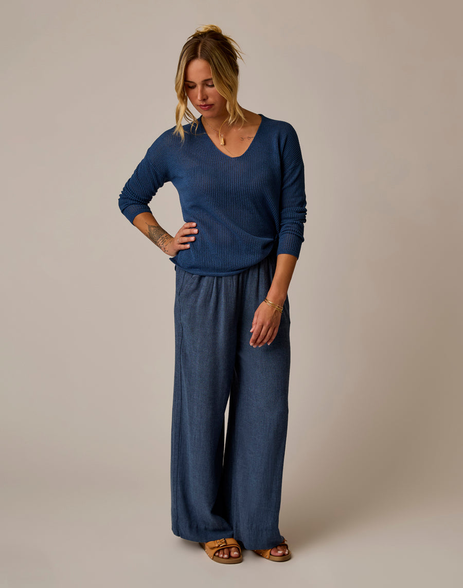 Nico Linen Pant - Captain Chambray