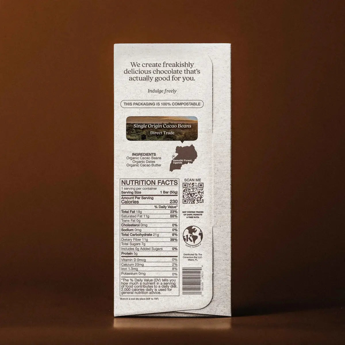 The Conscious Bar - Date Sweeteed Smooth Dark Chocolate