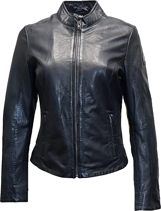 Chessy RF Leather Jacket - Dark Navy