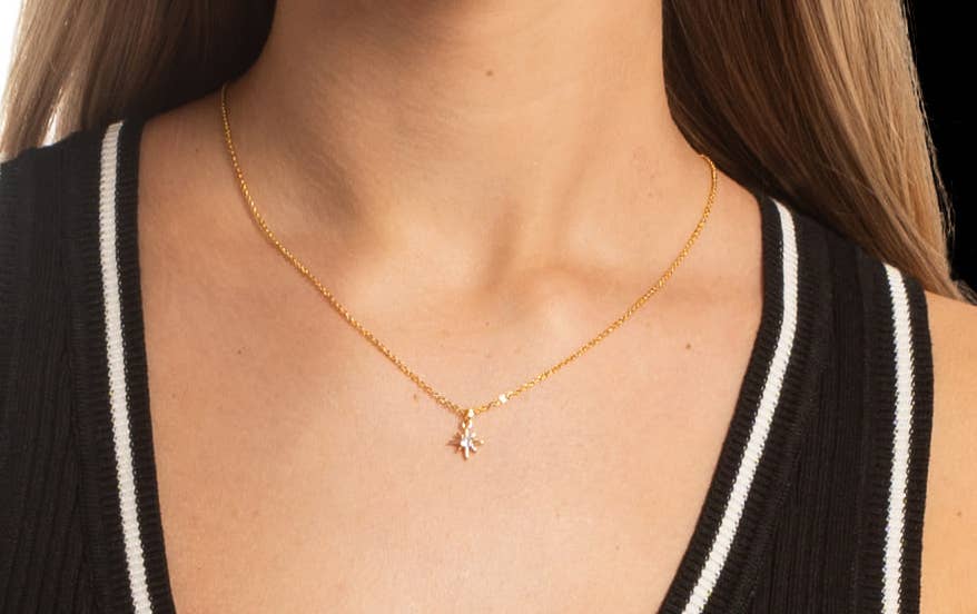 Dainty CZ Starburst Necklace