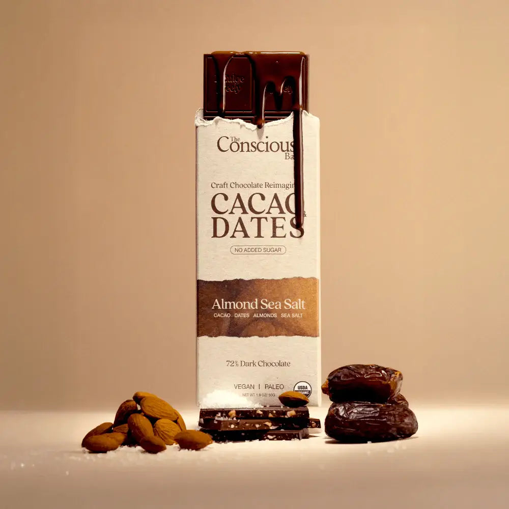 The Conscious Bar - Date Sweetened Dark Chocolate - Almond Sea Salt