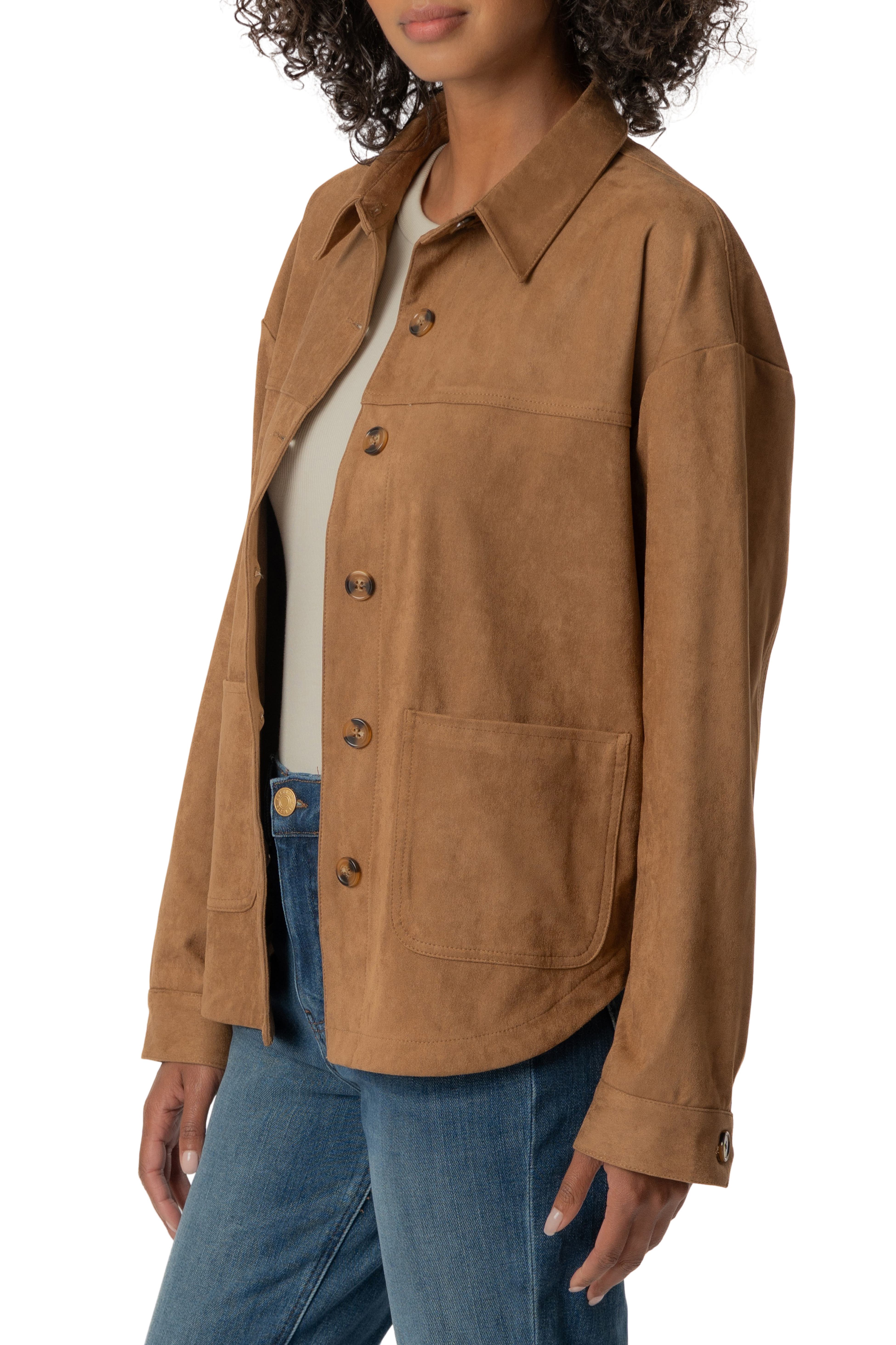 Ellie Faux Suede Jacket - Whiskey