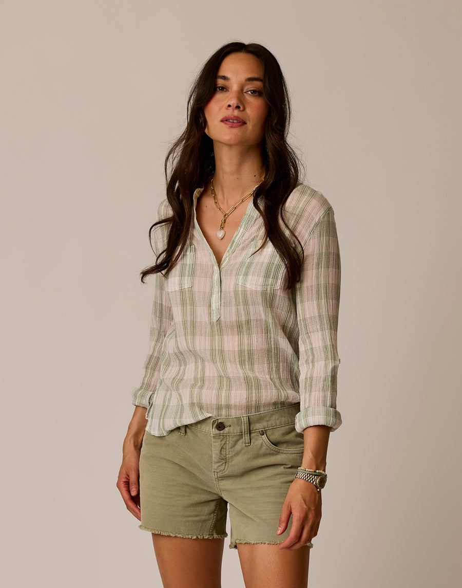 Dylan Gauze Shirt - Fatigue Multiplaid