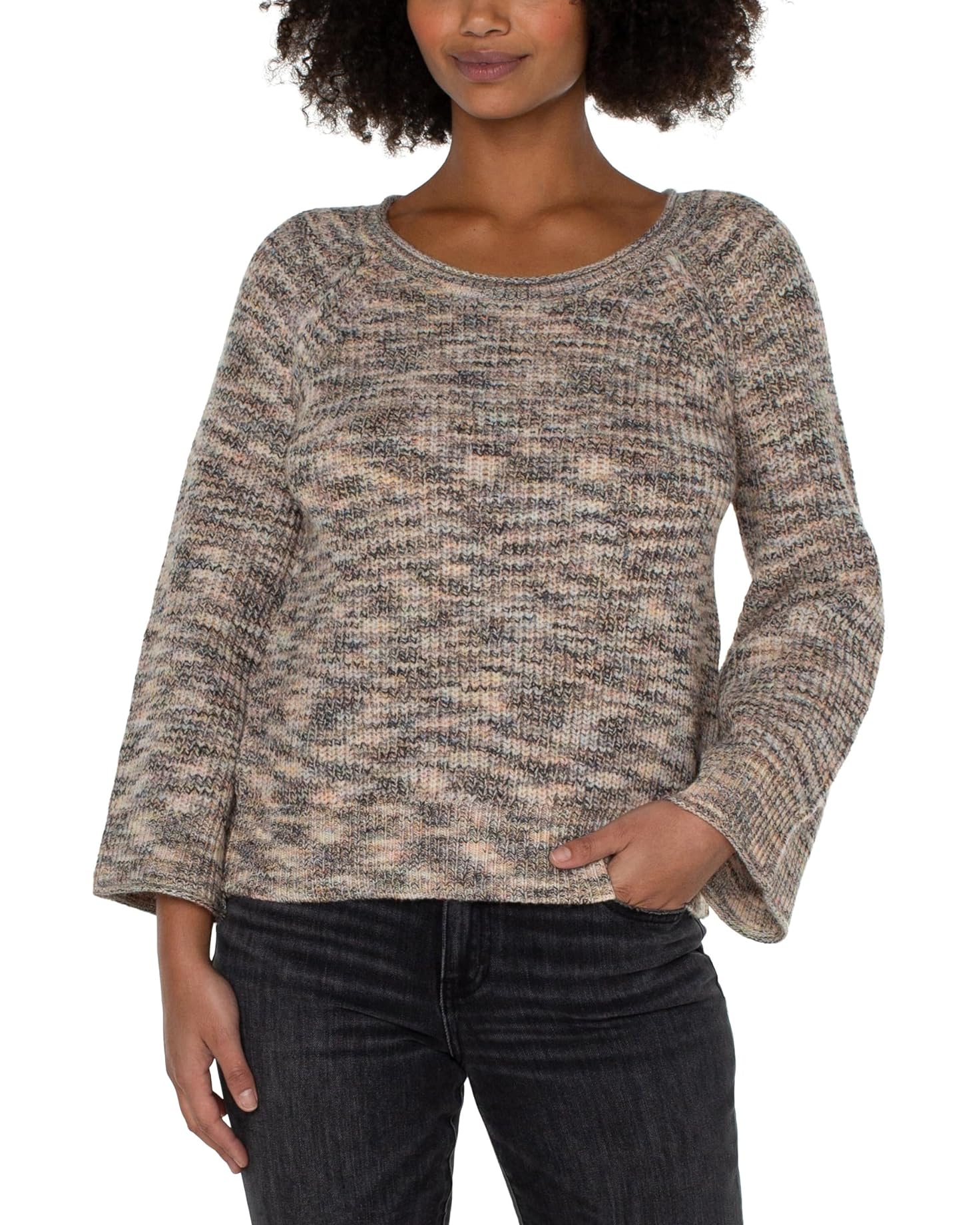 Crew Neck Wide Sleeve Pullover - Soft Sunset Spacedye