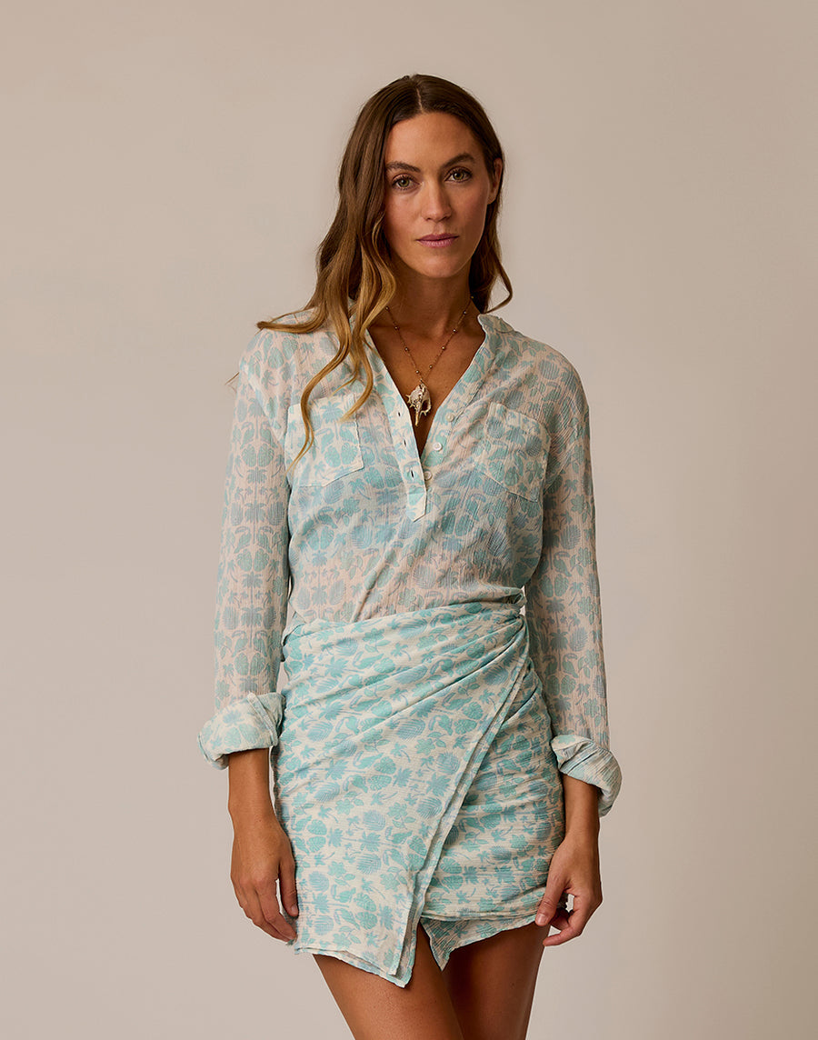 Dylan Gauze Shirt - Cloud Maitai