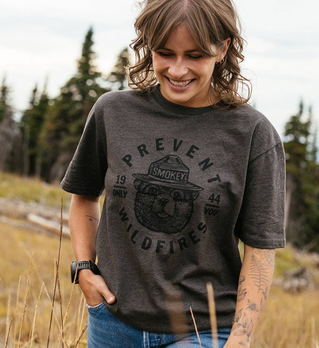 Smokey Bear Prevent Tee: Gray