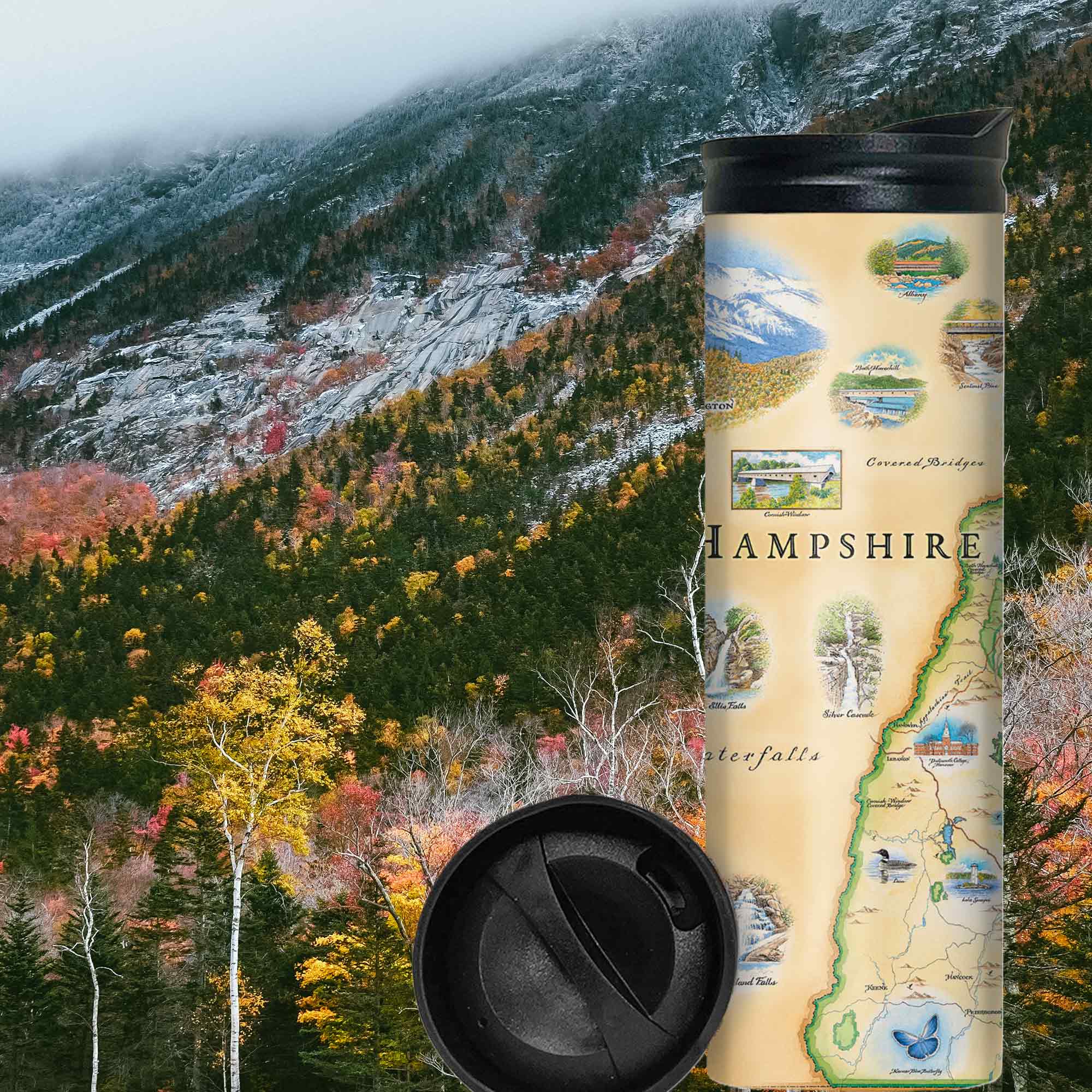 New Hampshire State Map Travel Drinkware