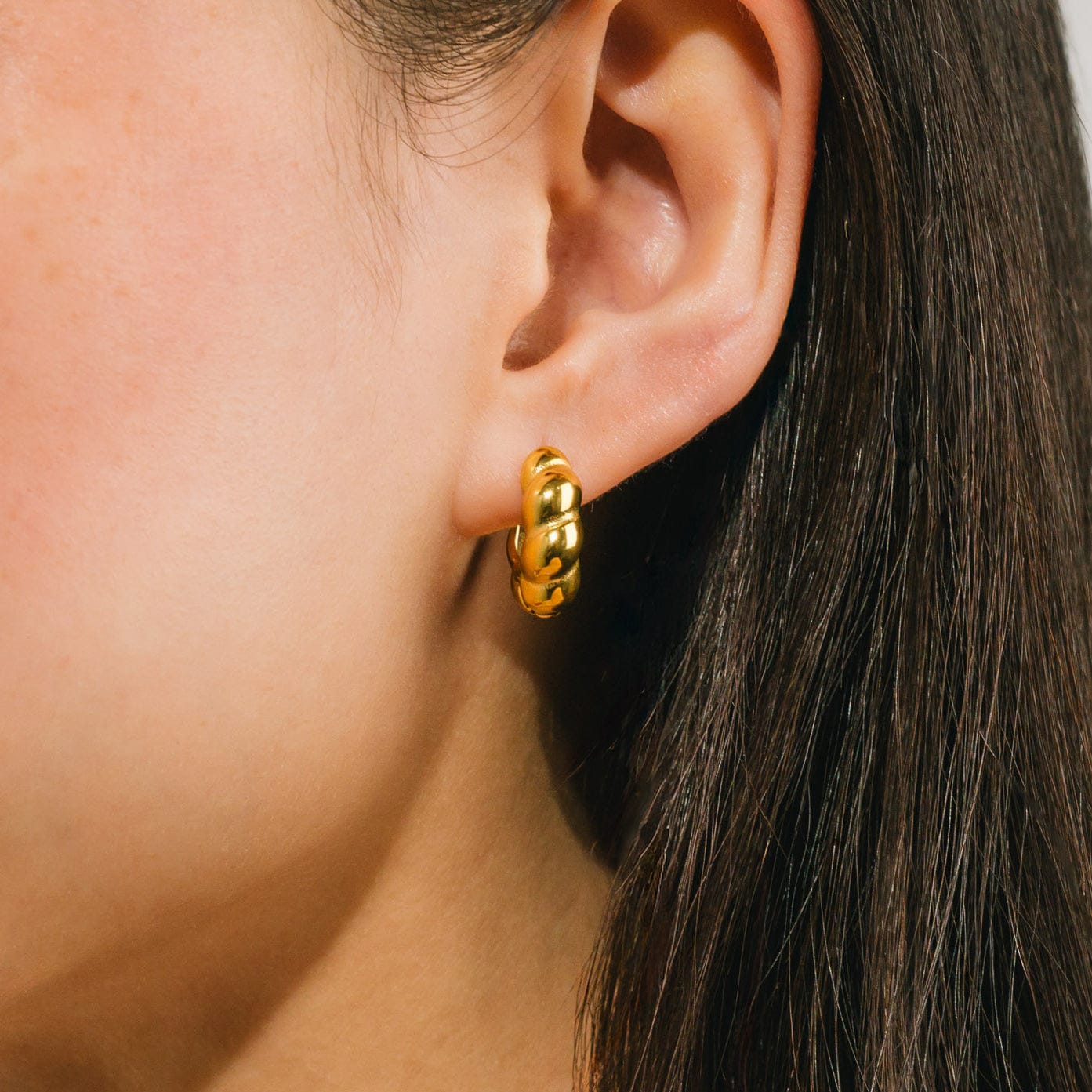 Croissant Puff Hoop Earrings - Gold