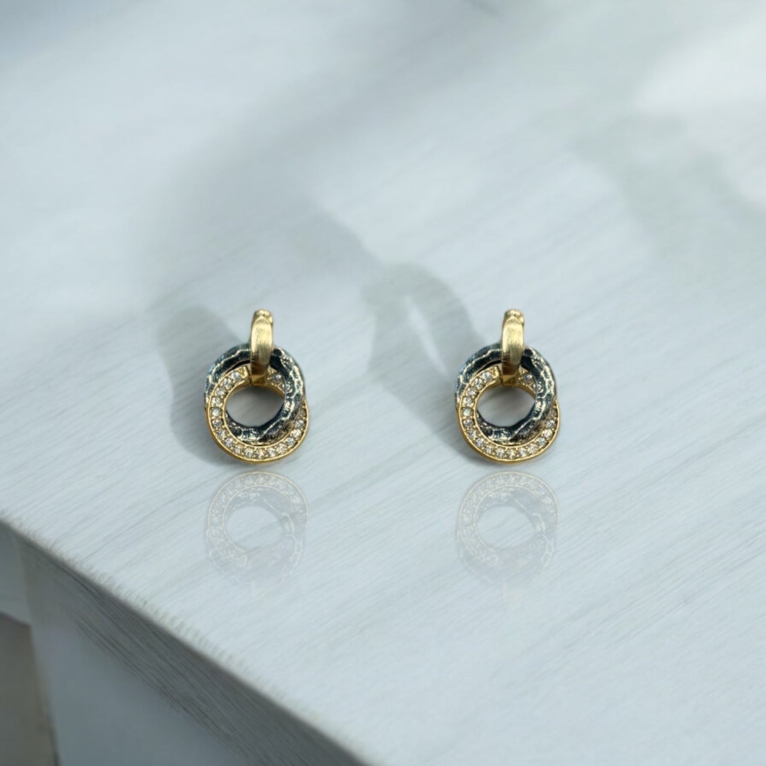 Mixed Metal Mini Trinity Earrings