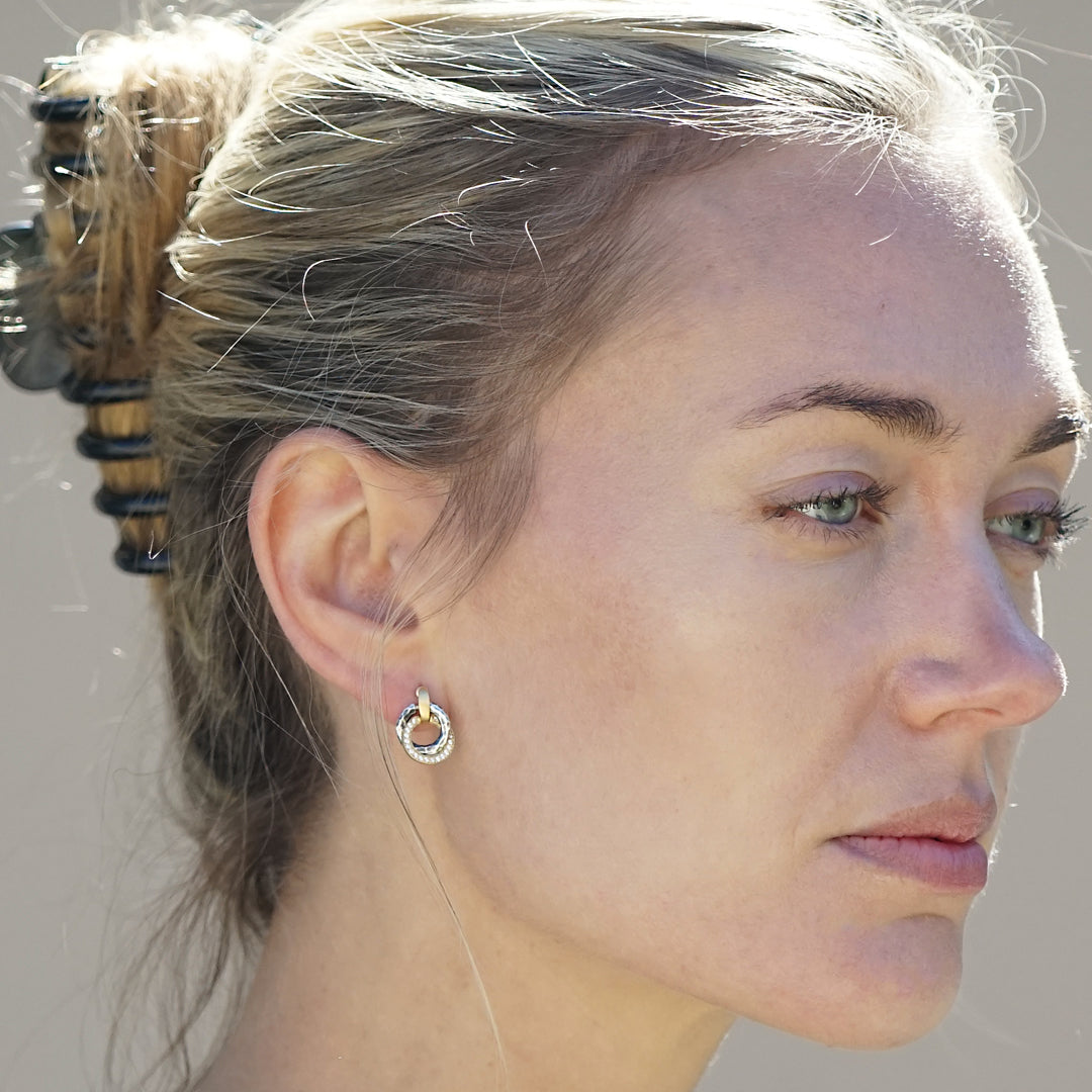 Mixed Metal Mini Trinity Earrings