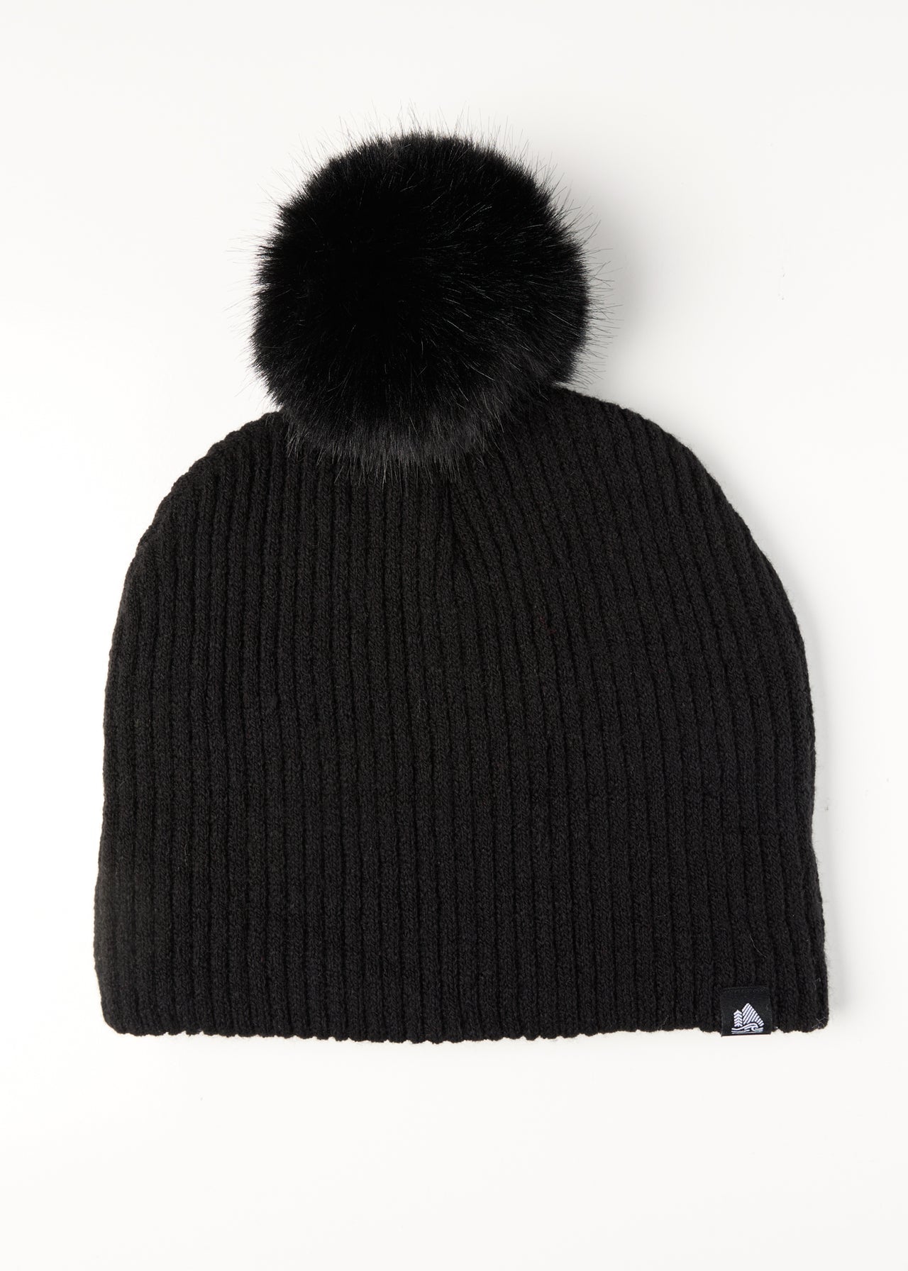 Chunky Rib Midi Faux Fur Pom Beanie