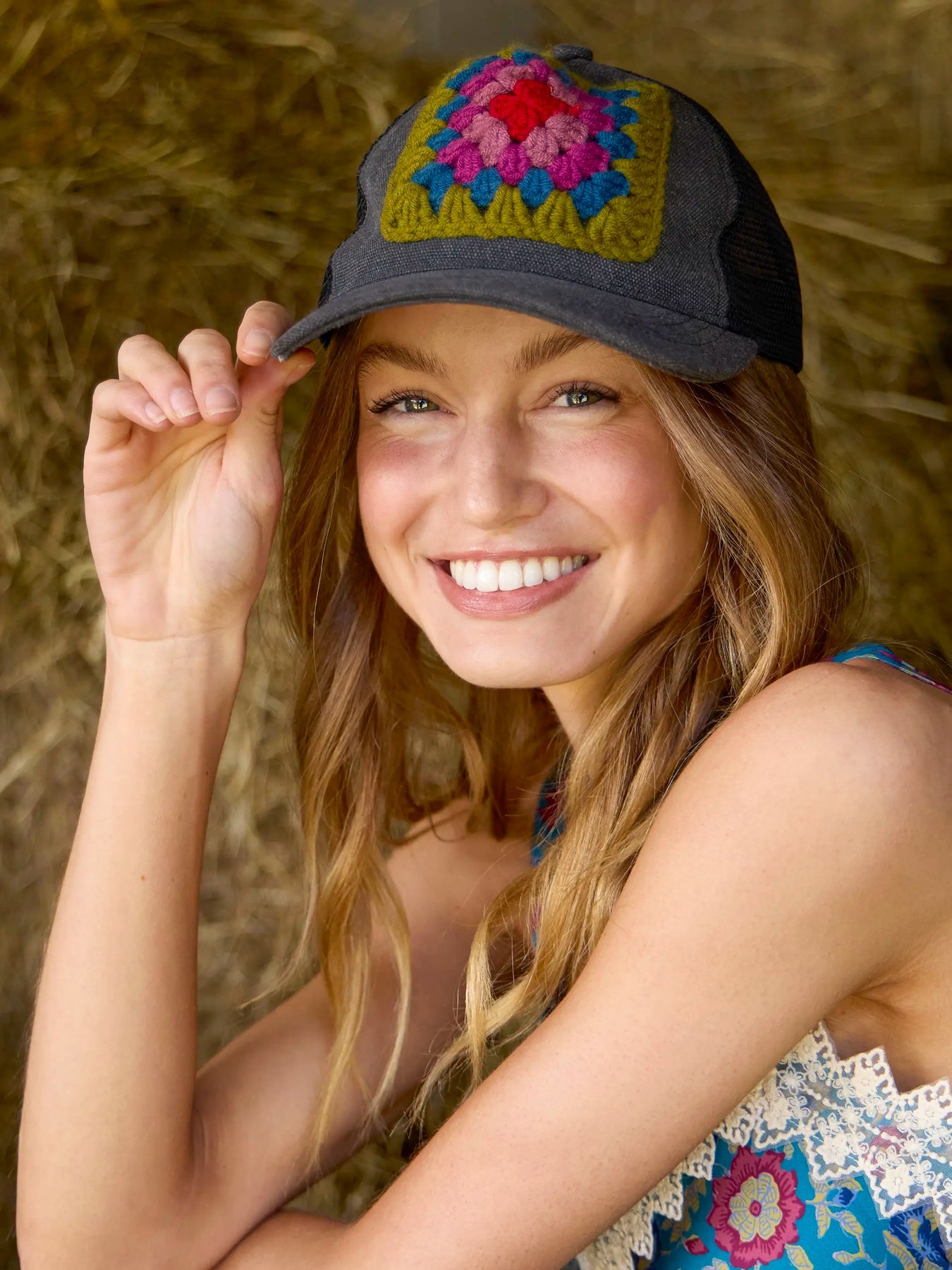 Granny Square Trucker Hat