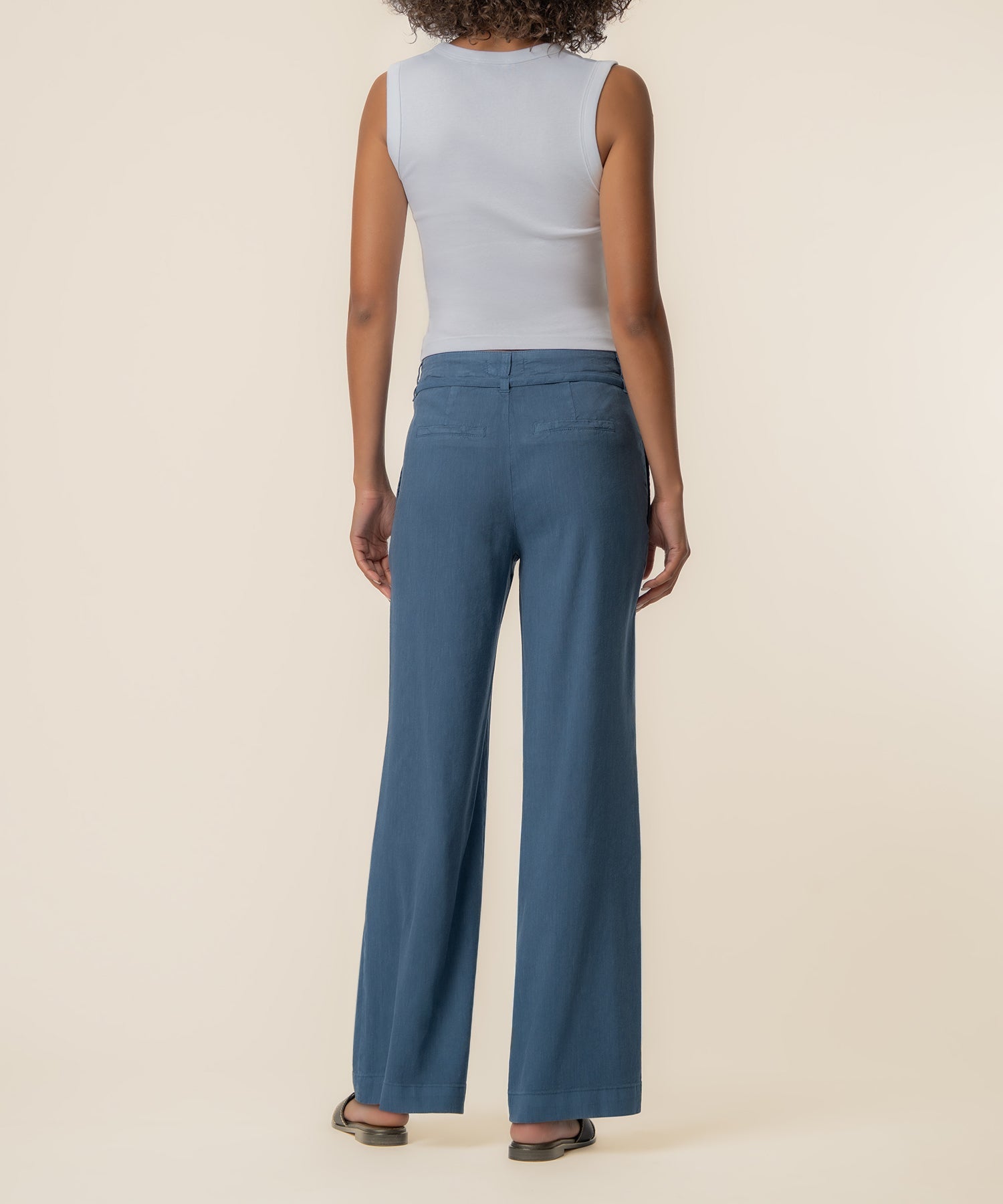 Meg Linen Wide Leg Pant - Coastal Blue