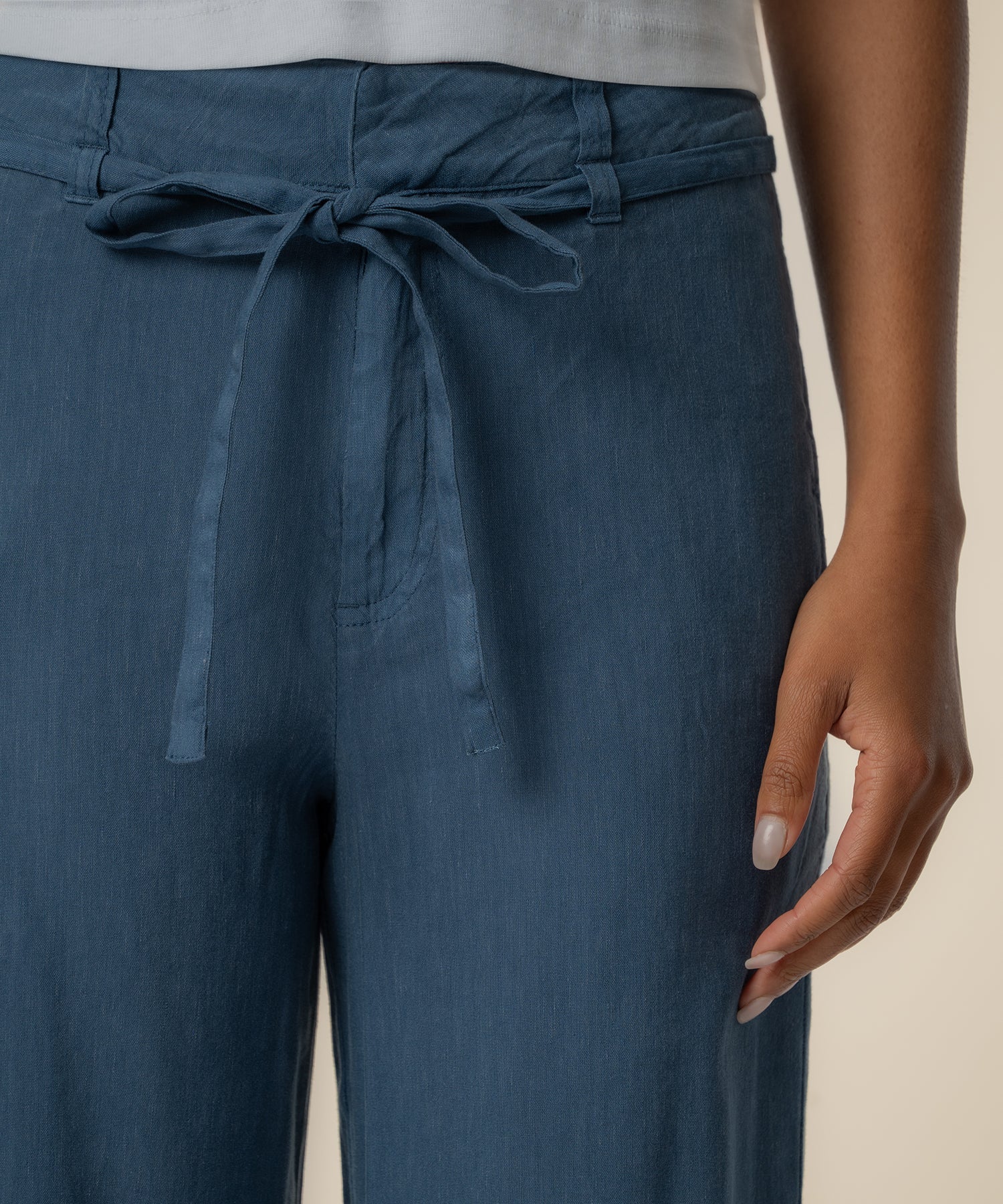 Meg Linen Wide Leg Pant - Coastal Blue