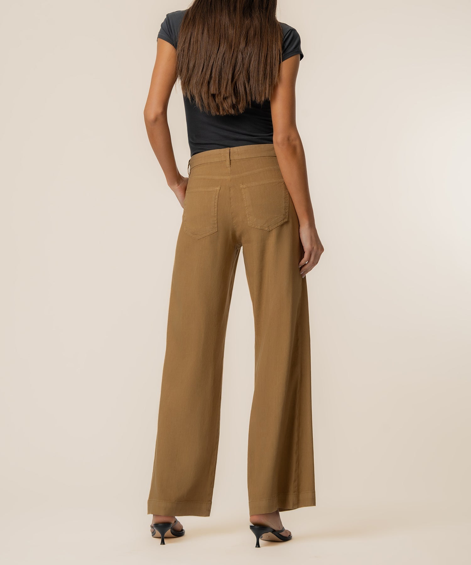 Meg Linen High Rise Wide Straight Leg - Wood