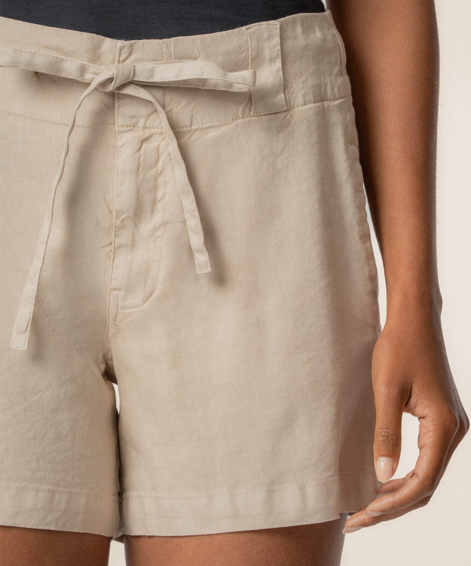 Katie Linen High Rise Short - Sand