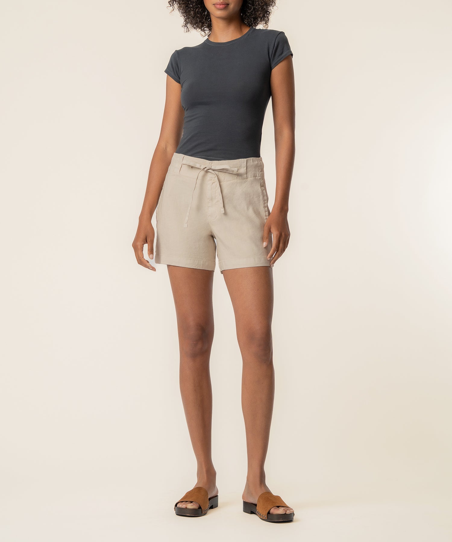 Katie Linen High Rise Short - Sand