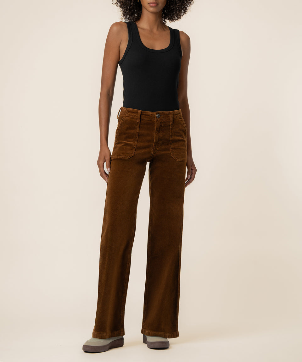 Jean Corduroy High Rise Wide Straight Leg in Nutmeg