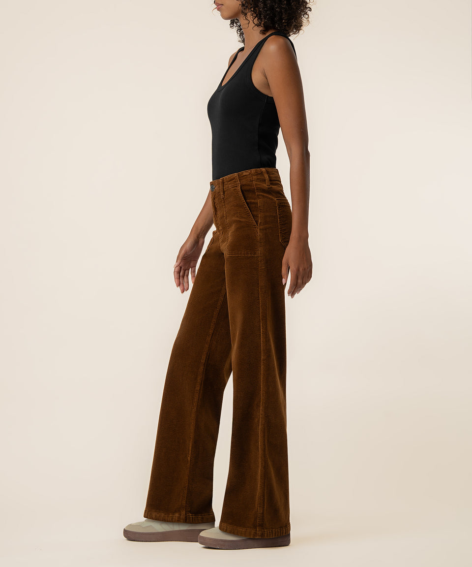 Jean Corduroy High Rise Wide Straight Leg in Nutmeg