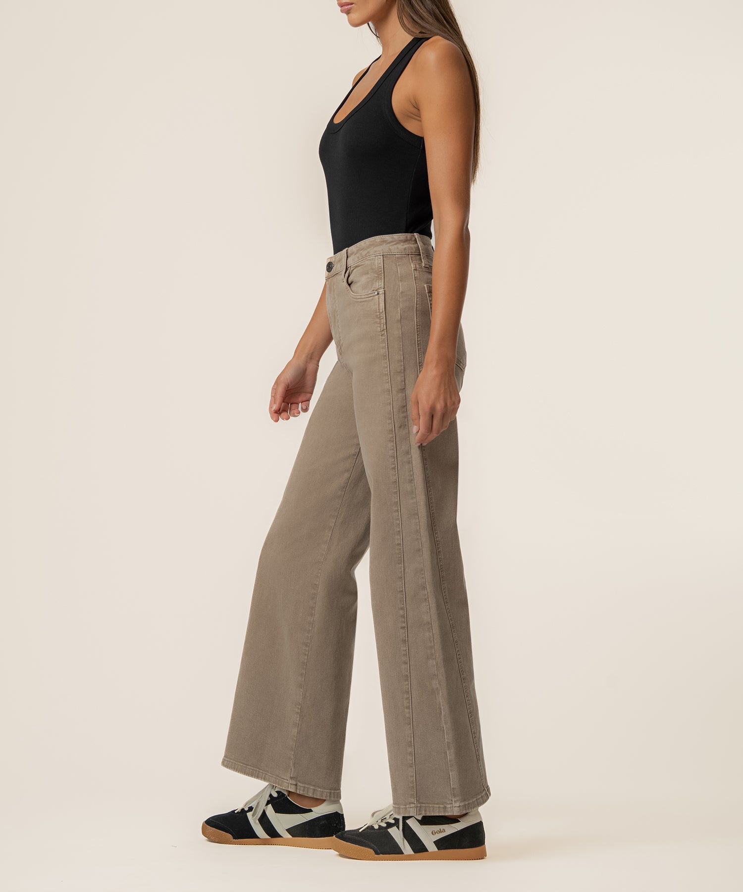 Meg High Rise Wide Leg in Milk Tea Wash