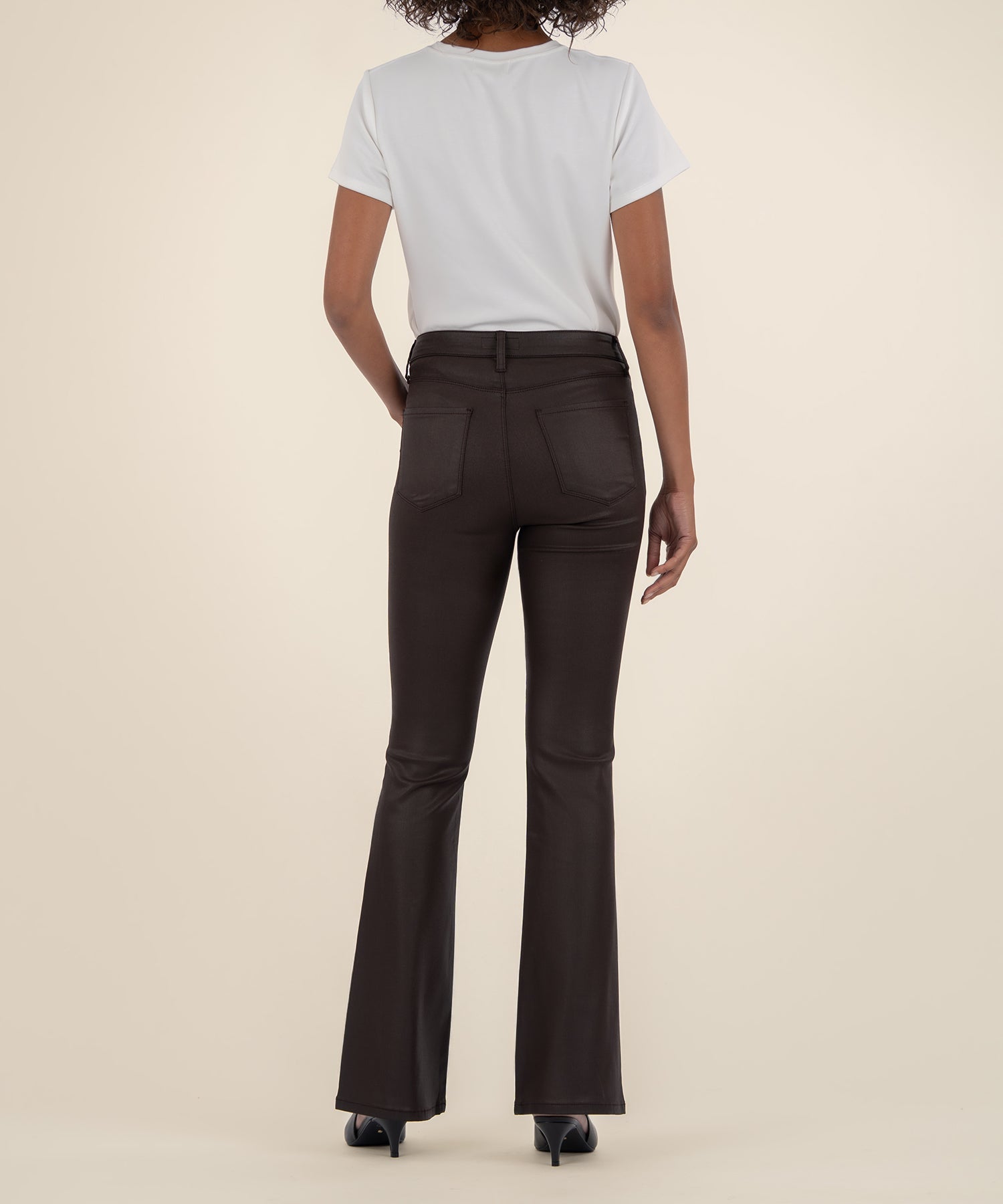 Ana Coated High Rise Fab Ab Flare - Chocolate