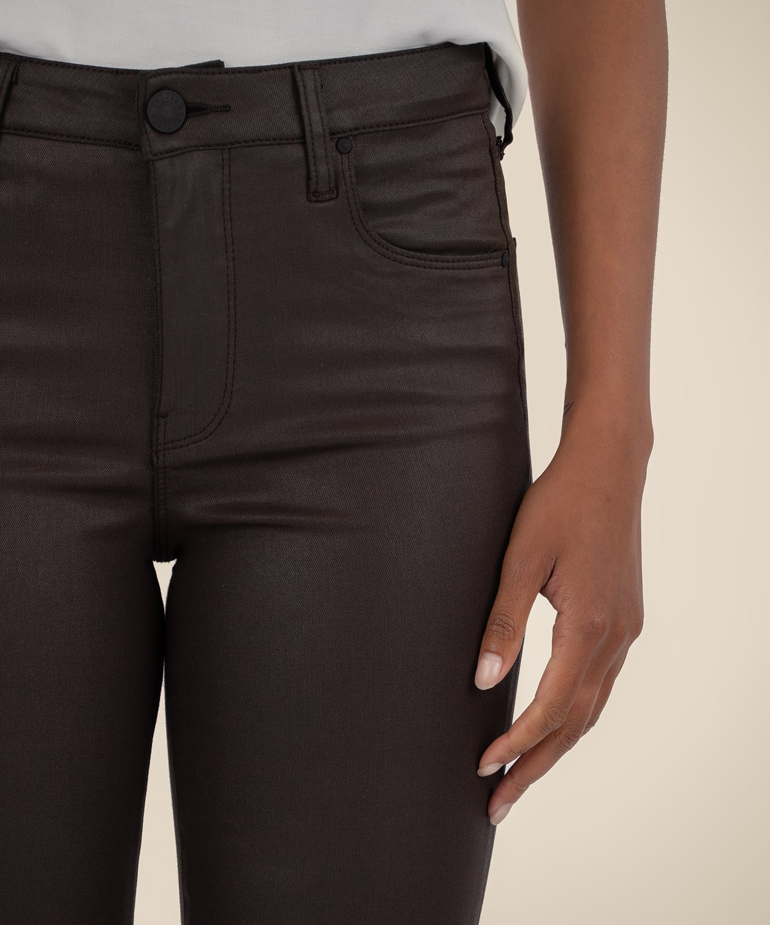 Ana Coated High Rise Fab Ab Flare - Chocolate