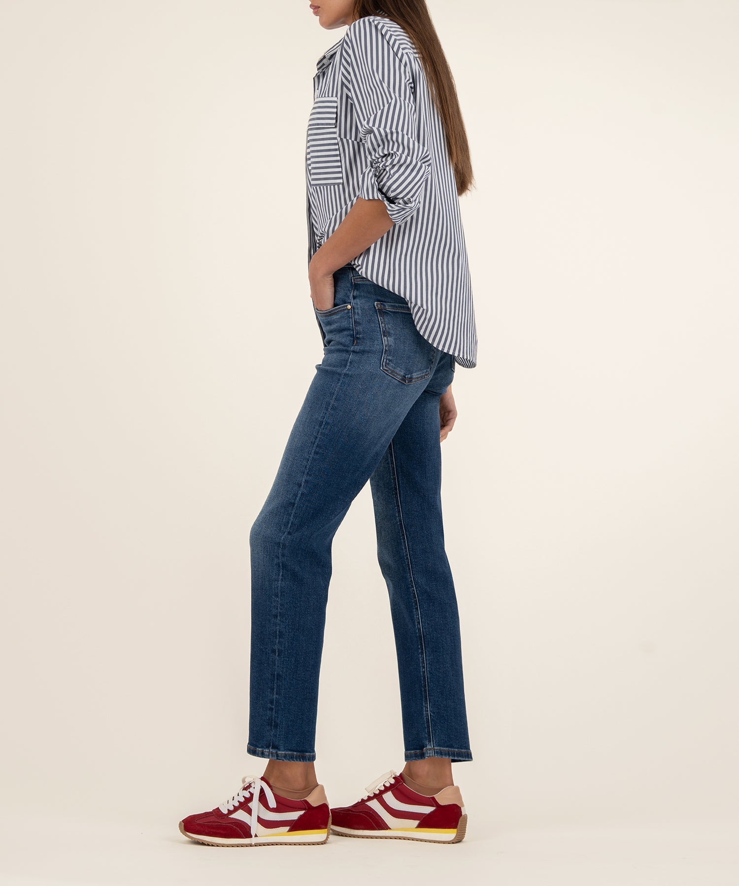 Elizabeth High Rise Straight Leg Pant - Explore W/Darkstone Base Wash