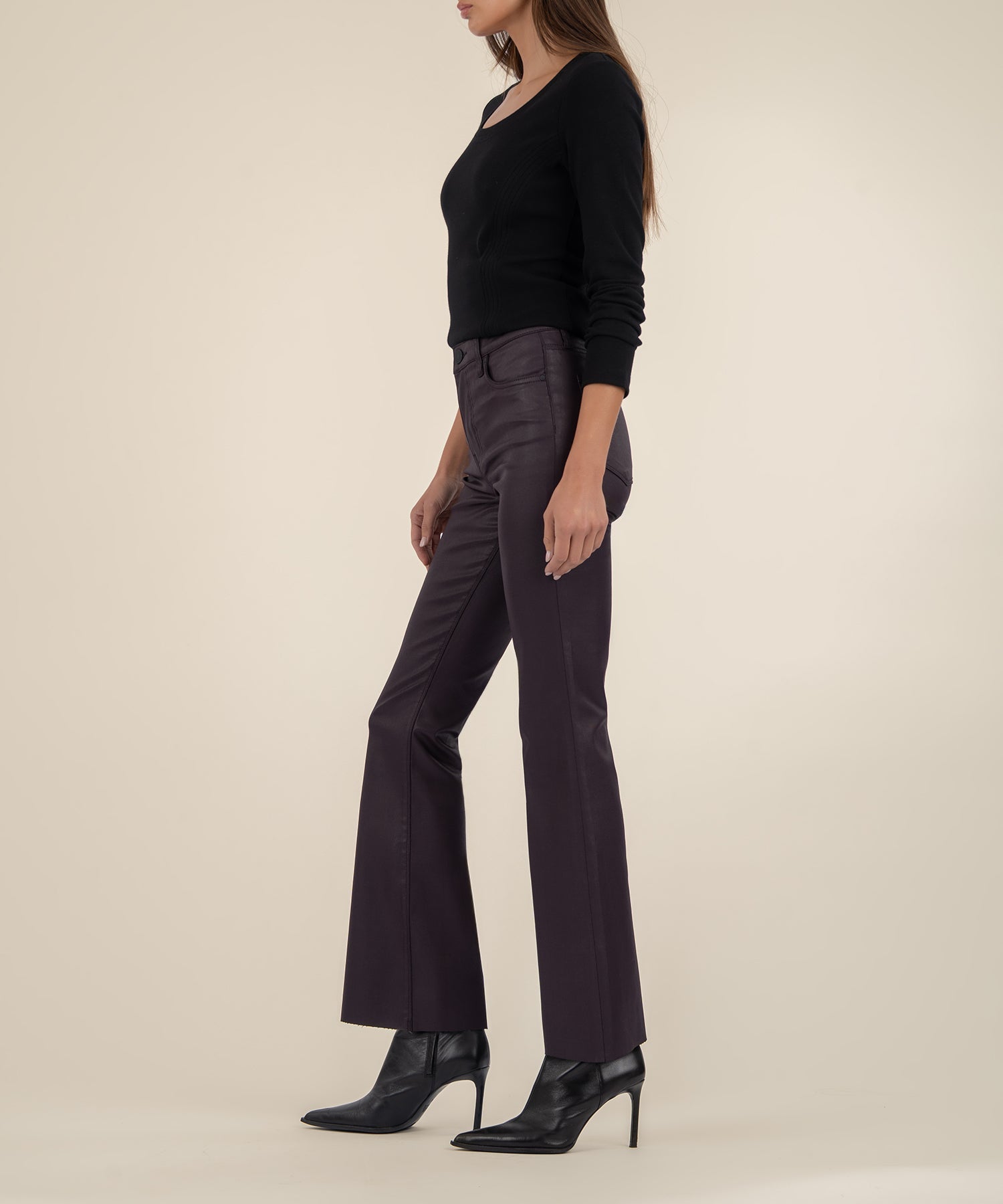 Stella Coated High Rise Flare - Sangria